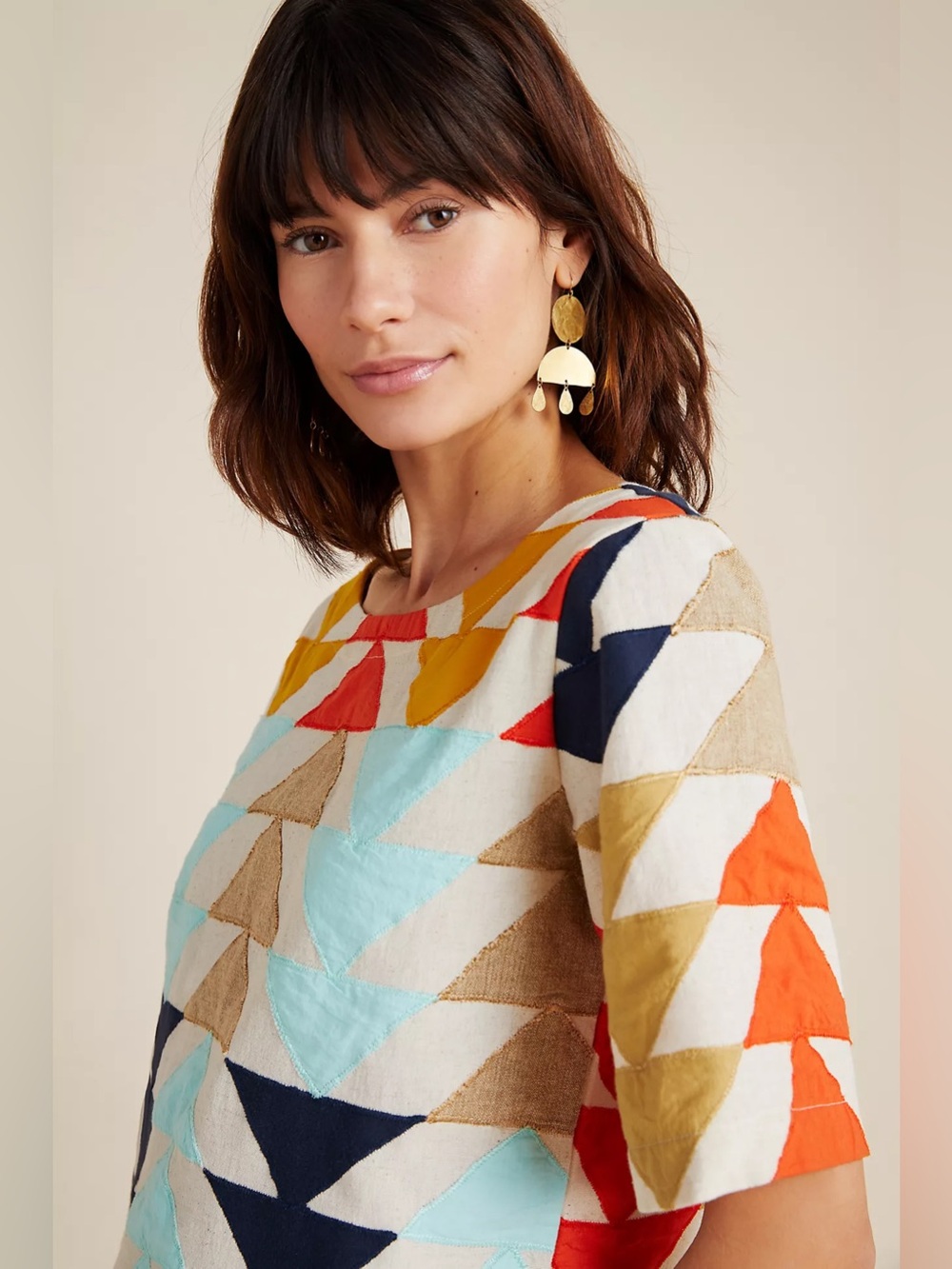 Anthropologie The Odells Uli Abstract Patchwork Blouse - Picture 4 of 7